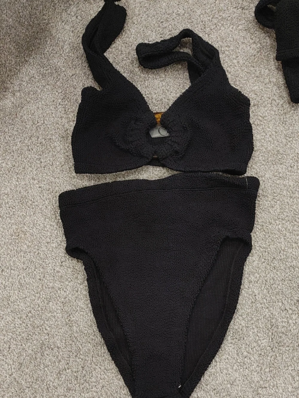 HUNZA G Black Stretch Nylon Nadine Bikini One Size SW1